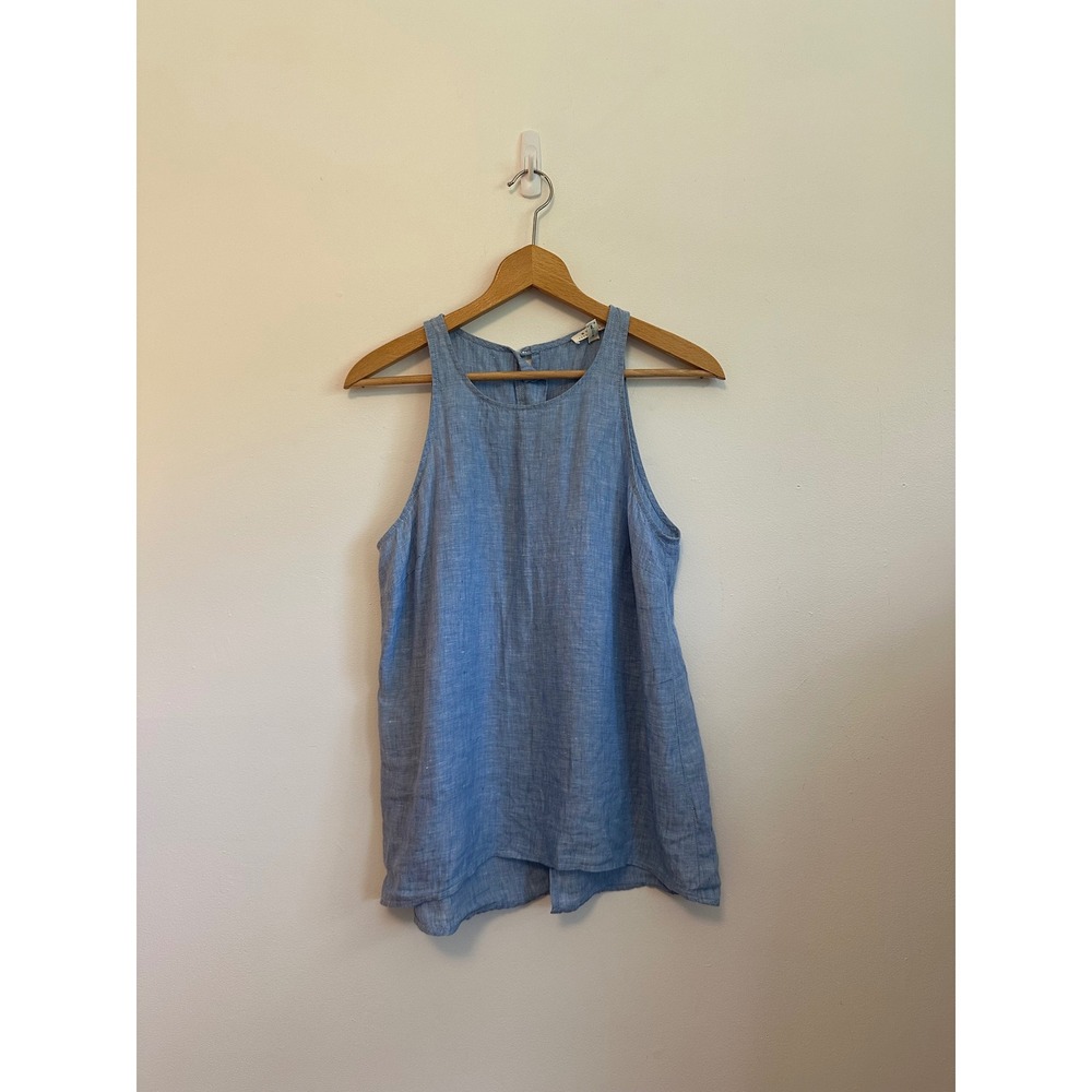 Joie Soft Blue 100% Linen Button Back‎ Sleeveless Tank Top | Size XS